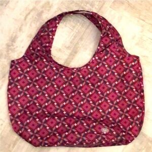 Lug Burgundy Patterned Foldable Eco Shopper Tote Bag, New Without Tags